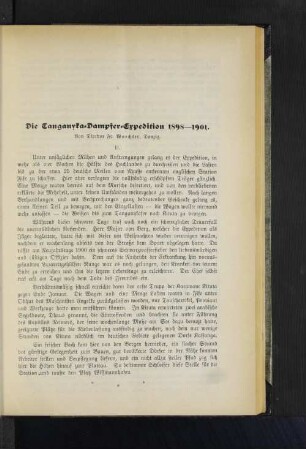 Die Tanganyita-Dampferexpedition 1898-1901.