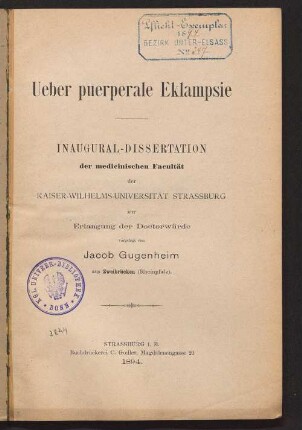 Ueber puerperale Eklampsie