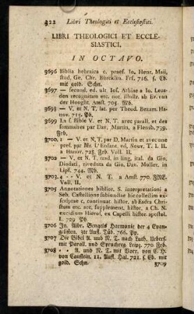 322-409, Libri Theologici et Ecclesiastici. In Octavo.