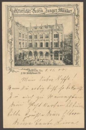 Ansichtskarte Wilhelmstraße 34, Christlicher Verein junger Männer