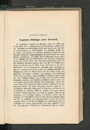Siebentes Kapitel. Englands Aufsteigen unter Tromwell.