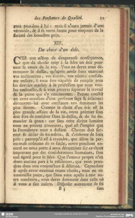 XIV. Du choix d'un étât