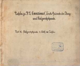 Franz Ludwig Cancrinus Hochfürstl. Hessen Hanauischen Cammerassessors und öffentl. Lehrers der Mathematik wie auch ordentl. Mitglieds der Fürstl. Hessischen Akademie der Wissenschaften zu Giessen erste Gründe der Berg und Salzwerkskunde, 10,2. Tafeln zu F. L. Cancrinus Erste Gründe der Berg- und Salzwerkskunde : Theil X. Salzwerkskunde 2. Abth. 20 Tafeln