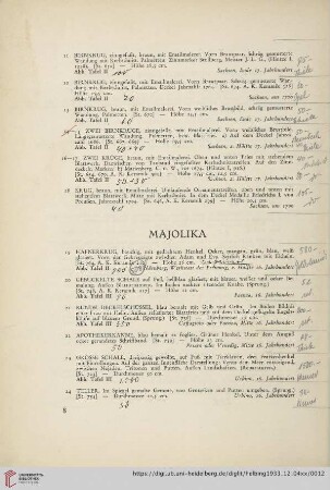 Majolika (Nr. 19-27)