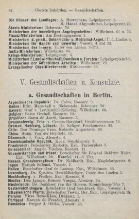 V. Gesandtschaften u. Konsulate