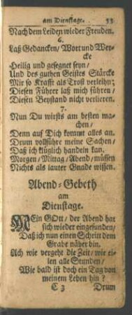 Abend-Gebeth am Dienstage