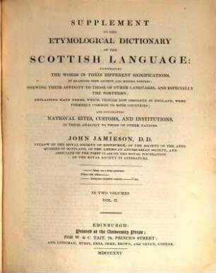 Dr. Jamieson's Scottish dictionary and supplement : in four volumes, Vol. IV. Supplement Kab-Zic