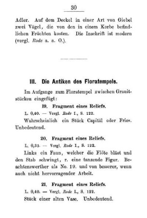 III. Die Antiken des Floratempels.