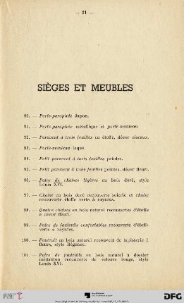 Sièges et meubles (Nr. 90-154)