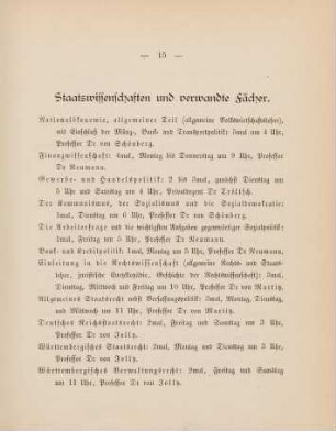 15-17, Staatswissenschaften und verwandte Fächer