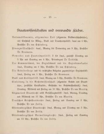 15-17, Staatswissenschaften und verwandte Fächer