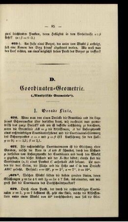 D. Coordinaten-Geometrie.