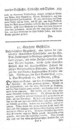 Alphabetisches Verzeichniß, oder Lexicon der jetztlebenden schwäbischen Schriftsteller.