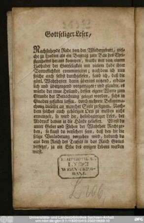 Gottseliger Leser,
