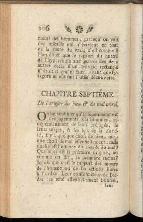 Chapitre Septiéme. De l'origine du bien & du mal moral.