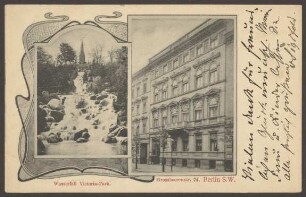 Ansichtskarte Wasserfall Viktoriapark und Großbeerenstraße 74 [1/2]