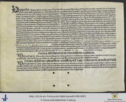 Uniuersis et singulis praesentes litteras inspecturis Raymundus Peyraudi