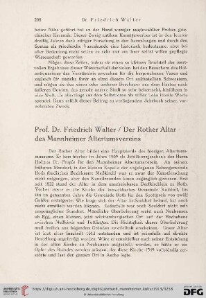 1: Der Rother Altar des Mannheimer Altertumvereins