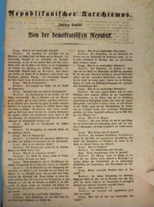 Republikanischer Katechismus : zweites Kapitel. Von der demokratischen Republik