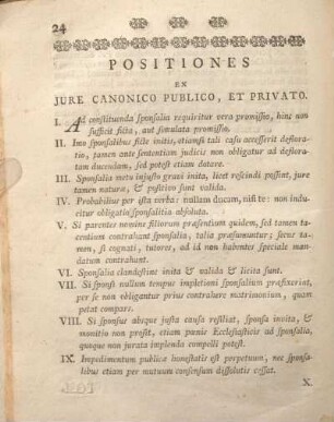 Positiones Ex Jure Canonico Publico, Et Privato.