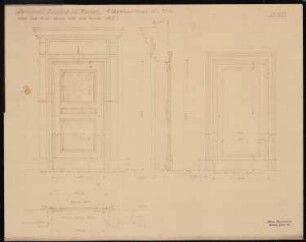Schloss Posen, Posen Umbau: Ansichten, Grundriss und Schnitt Türen 1.OG 1:10