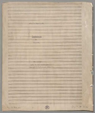 Präludium für Orchester, orch - BSB Mus.N. 139,37 : [title page:] Heinrich Kaminski // Praeludium für Orchester // [...]