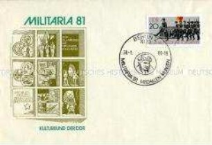Ersttagsbrief mit Marke und Sonderstempel zur Briefmarkenausstellung "Militaria 81!