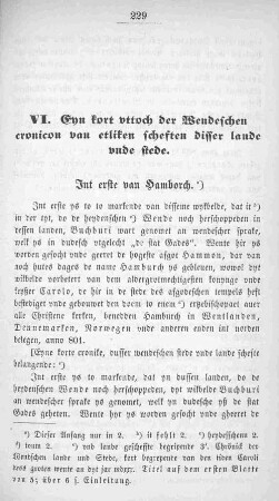 VI. Eyn Kort vttoch der Wendeschen cronicon van etliken scheften disser lande vnde stede.