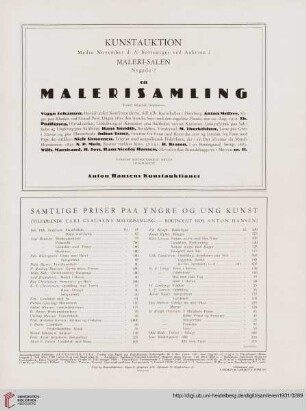 Samtlige priser paa yngre og ung kunst