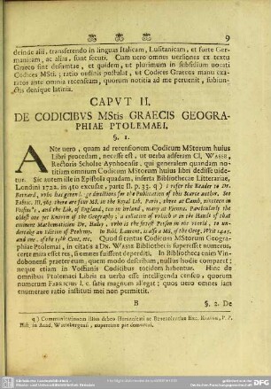 Caput II. De Codicibus Mstis Graecis Geographiae Ptolemaei