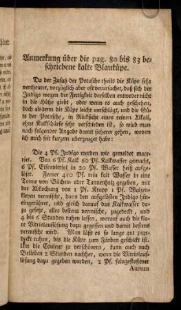 Anmerkung ueber die pag. 80 bis 83 ...