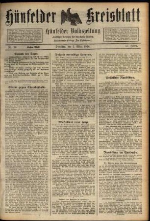 Erste Ausgabe vom Dienstag, den 02. März 1926.