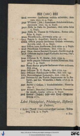 Libri Philosophici, Philologici, Historici et Politici.