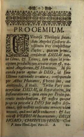 Theologia Ad Mentem Angelici Doctoris Divi Thomae Aquinatis. 9, De Incarnatione Domini