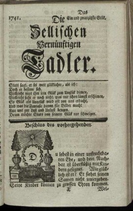 1741. Das Ein und zwanzigste Stük.