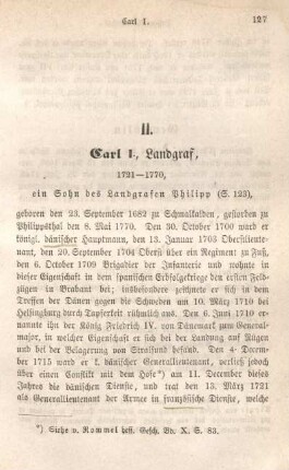 II. Carl I., Landgraf, 1721-1770