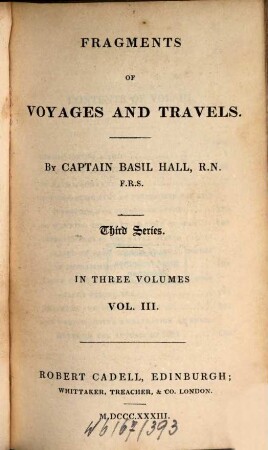 Fragments of voyages and travels, Ser. 3. Vol. 3