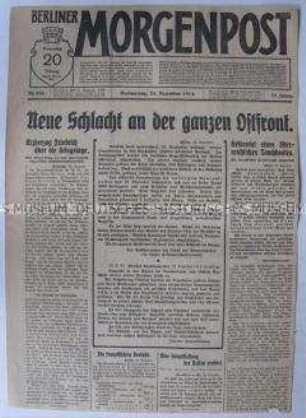 Tageszeitung "Berliner Morgenpost" überwiegend zu den Kämpfen an der Ostfront