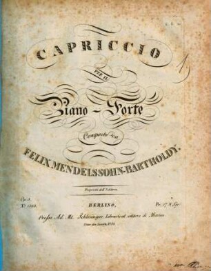 Capriccio per il piano-forte : op. 5