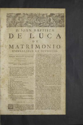 De Matrimonio, sponsalibus et divortio.