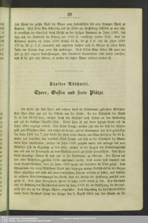 Fünfter Abschnitt. Thore, Gassen und freie Plätze