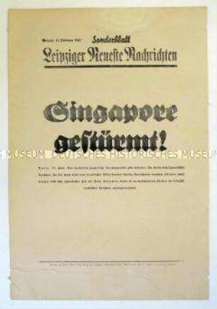 Sonderblatt der "Leipziger Neuesten Nachrichten" zum Kriegsverlauf in Ostasien