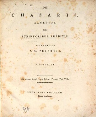 De Chazaris : excerpta ex scriptoribus arabicis