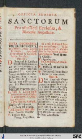 Officia Propria Sanctorum pro usu Cleri Ecclesiae, et Dioecesis Augustanae.