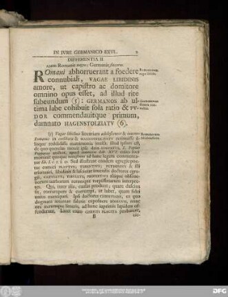 Differentia II. Amor Romanis vagus; Germanis sincerus.