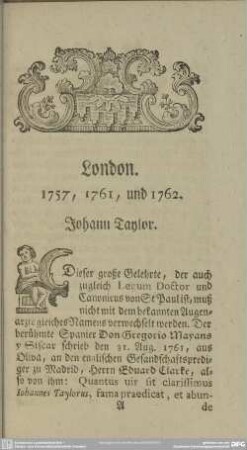 London. 1757, 1761, und 1762