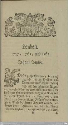 London. 1757, 1761, und 1762