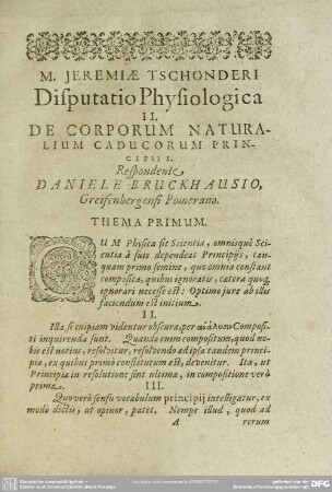 II. De Corporum Naturalium Caducorum Principiis