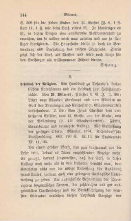144-147 [Rezension] Wilmers, Wilhelm, Lehrbuch der Religion