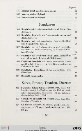 Standuhren (Nr. 184-191)
